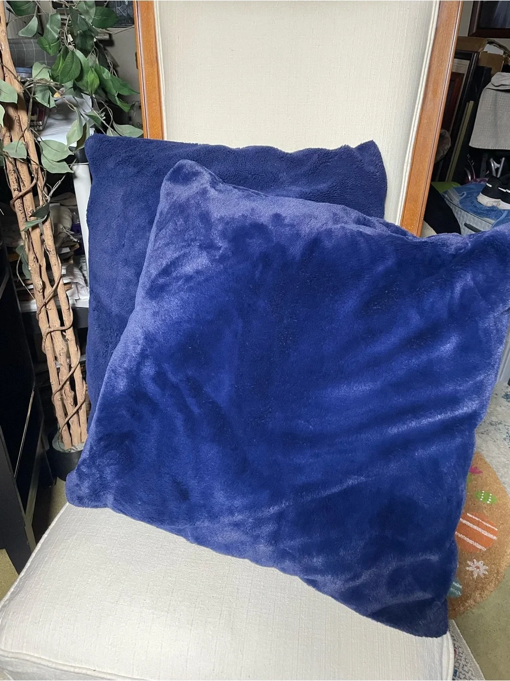 Royal Blue Velvety Soft 22” Throw Pillows - Set of 2